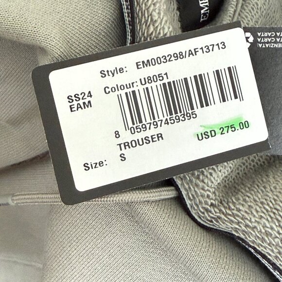 Emporio Armani Mens Gray Cotton Joggers Zip Pocket Sweatpants Logo, XS, S, XL - Picture 13 of 15